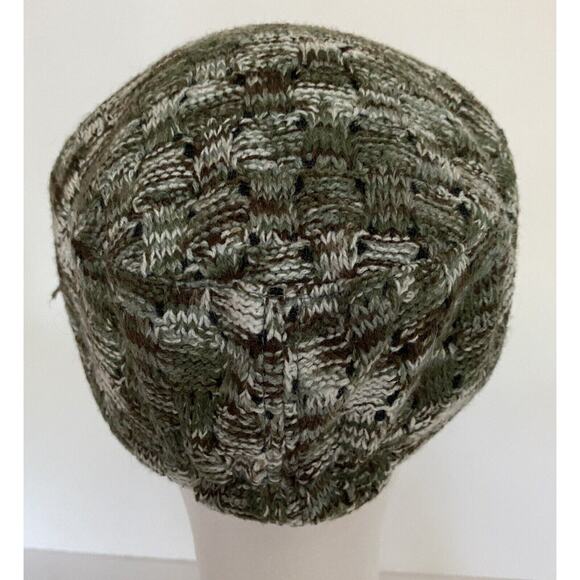 Vtg Scala Pronto Wms Grn Blk Knit Y2K Lined Cabbie Newsboy Elas Back Buckle Acc - Picture 3 of 9